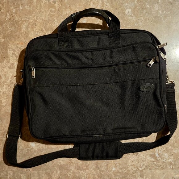 Jourdan Black Nylon Briefcase Messenger Laptop Case Bag - Picture 11 of 11